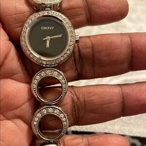 DKNY Women's Silver Watch with Crystal Accents